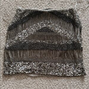 Vintage Zara- Sequin Embellished Silver Skirt
